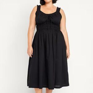 NWT Old Navy Dress Waist Defined, Ruffled, Black Midi (Size XXL)